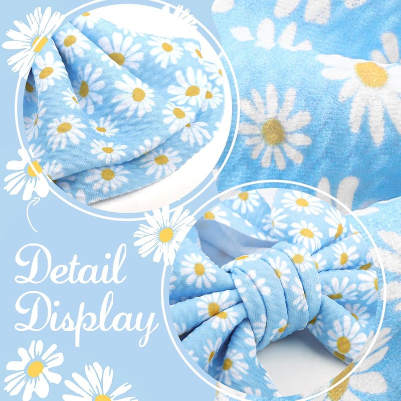 ONENINEDREAM Daisy Baby Bow for Girls Blue Headbands for Baby Girl Hair Bow Accessories Summer Outfits for Infants Toddlers Hair Accessory - Image 5